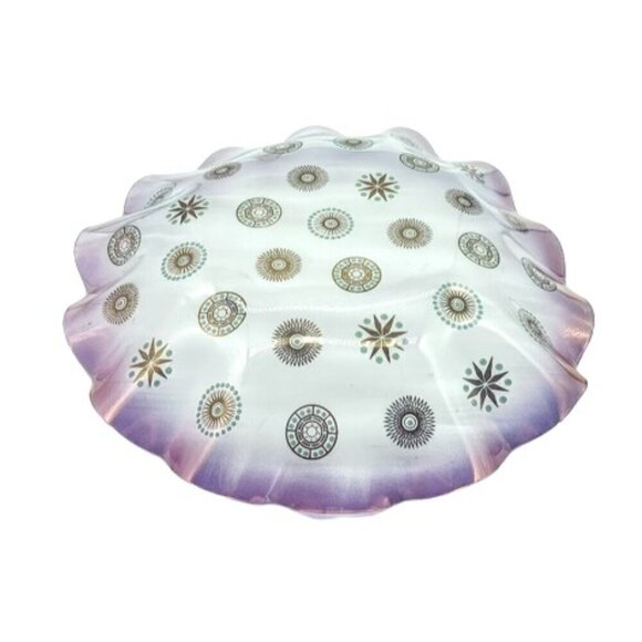 Vintage Dorothy Thorpe Atomic Starburst Glama Glass Ruffle Rim Bowl - Picture 3 of 4